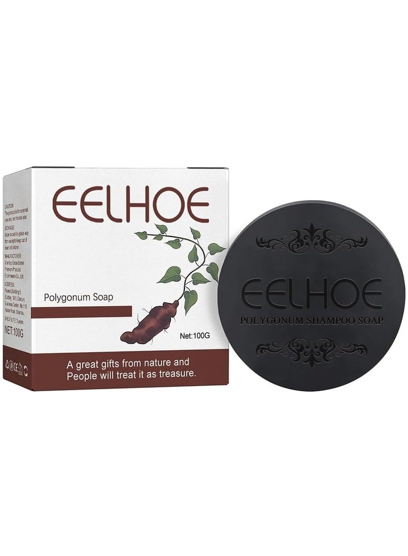 EELHOE Hair Soap Solid Shampoo Natural Shampoo Bar Soap Shampoo Polygonum Multiflorum Anti-Hair Loss Soap for Dry Damaged Hair, for Women Men (100g) - Image 2