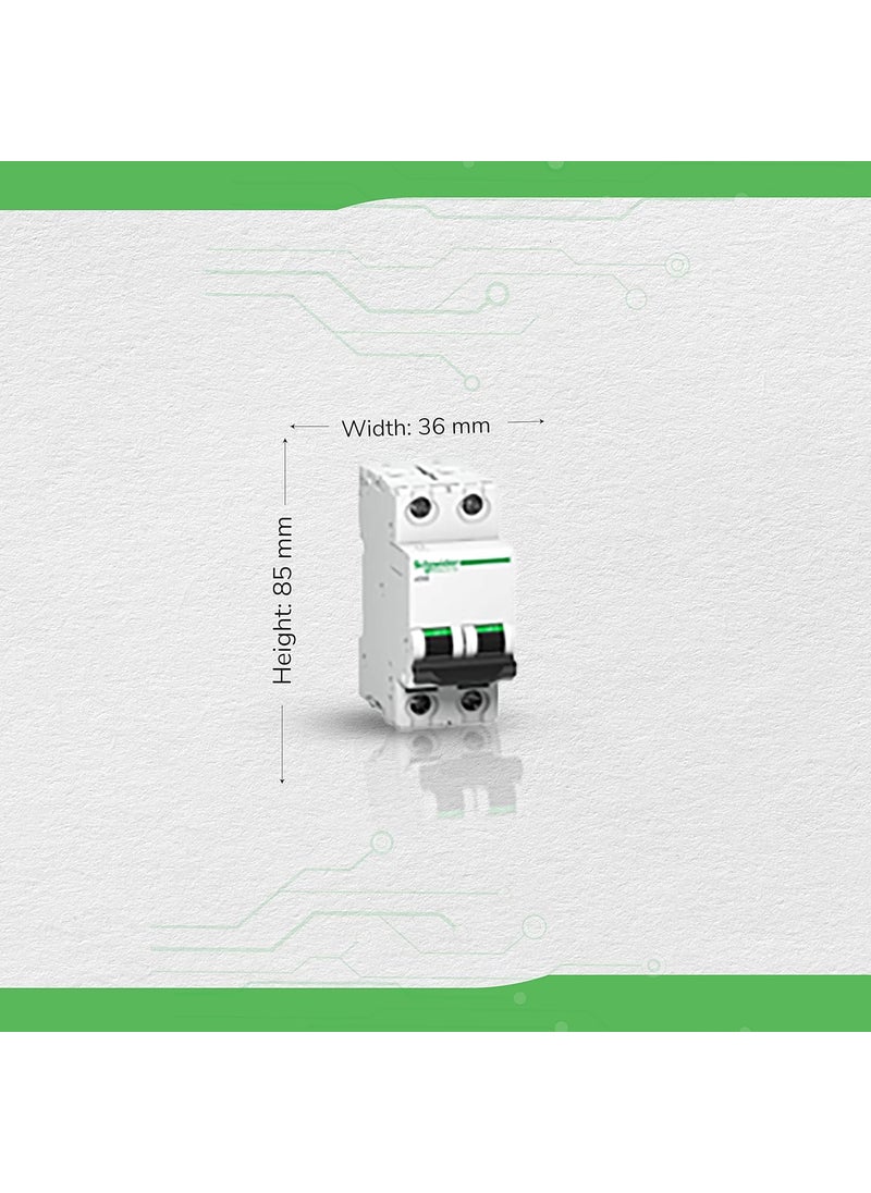 Schneider Electric Schneider Electric Acti9 MCB A9N2P16C 16Amp 2 Pole MCB C Curve 10000A 10kA White Color Miniature Circuit Breaker  - Image 2