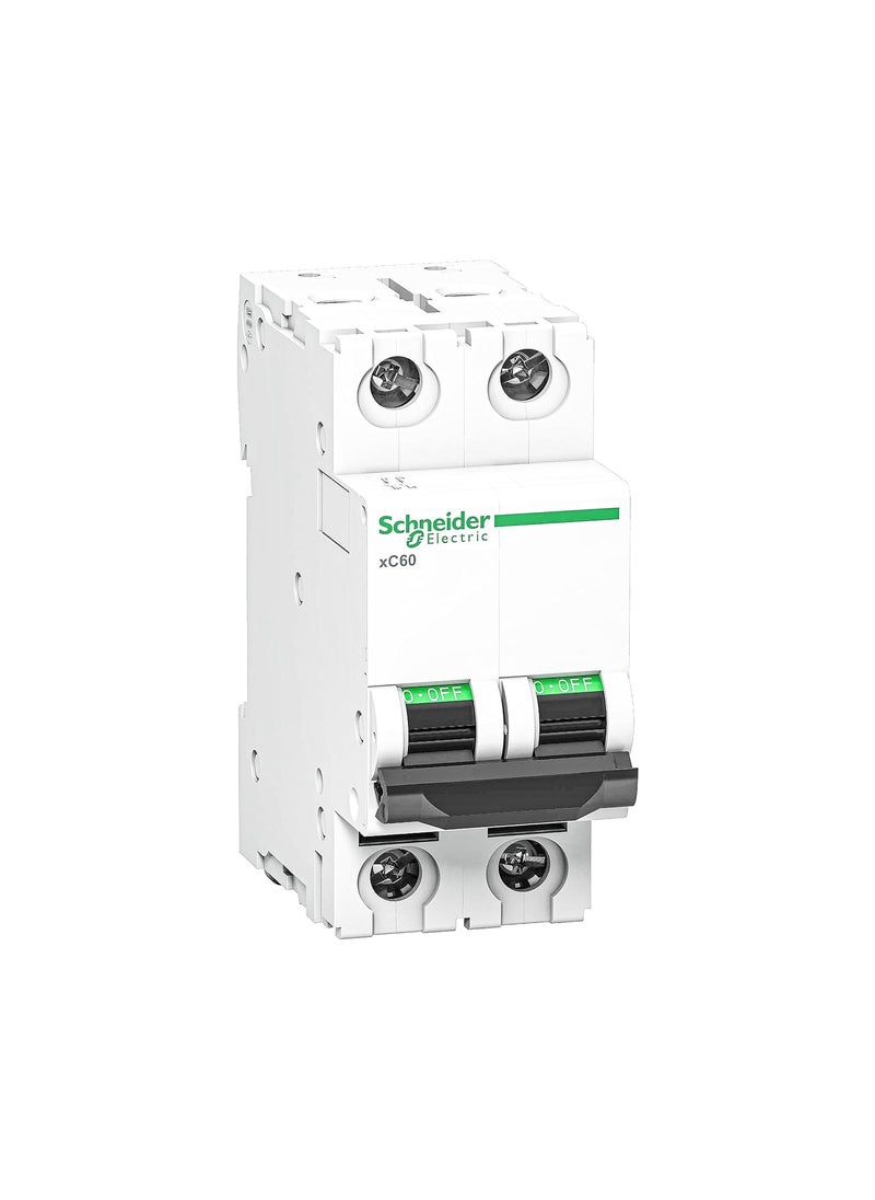 Schneider Electric Schneider Electric Acti9 MCB A9N2P16C 16Amp 2 Pole MCB C Curve 10000A 10kA White Color Miniature Circuit Breaker  - Image 1
