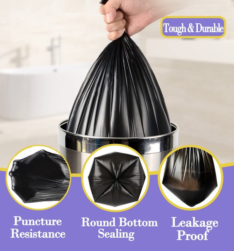 HOMMALY 3 Gallon 120pcs Small black Trash Bags(Fit 3-3.2 Gal) Plastic Strong black Garbage Bags,Bathroom Trash Can Bin Liners,Waste Basket Liner,Fit 10-13 Liter, 2.6 Gallon,3 Gallon,3.2Gallon (3-Black120) - Image 3