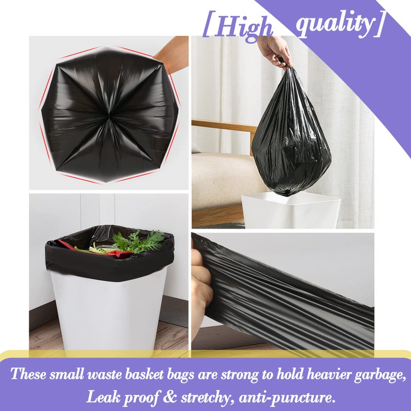 HOMMALY 3 Gallon 120pcs Small black Trash Bags(Fit 3-3.2 Gal) Plastic Strong black Garbage Bags,Bathroom Trash Can Bin Liners,Waste Basket Liner,Fit 10-13 Liter, 2.6 Gallon,3 Gallon,3.2Gallon (3-Black120) - Image 5
