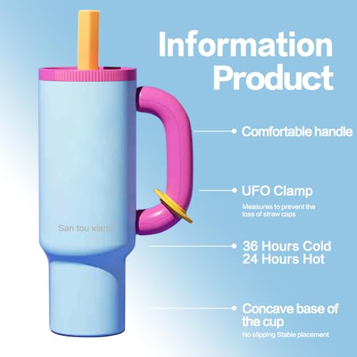 SANTOUXIANG 40oz Insulated Tumbler with Straw - 24hr Ice Cold, 12hr Hot, Leakproof Stainless Steel Travel Mug for Gym, Office, Car, Sweatproof, Gift-Ready insulated water bottle drinkware - Image 5