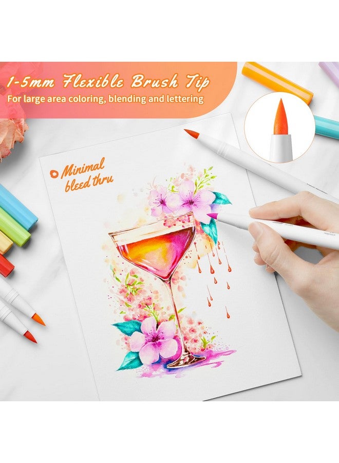 Ohuhu Brush Pen Set 40 Colours Sketch Pen Set Fineliner & Brush Dual Tip Brush Pens Water-Based Sketch Pens Water Colour Set For Kids Adults Coloring Calligraphy Drawing, Multicolour - Image 5