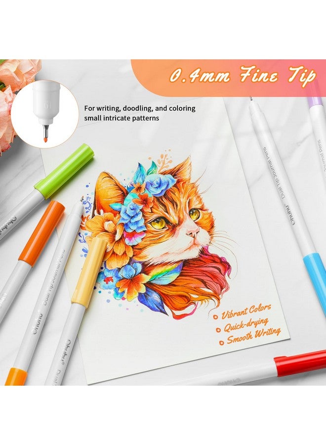 Ohuhu Brush Pen Set 40 Colours Sketch Pen Set Fineliner & Brush Dual Tip Brush Pens Water-Based Sketch Pens Water Colour Set For Kids Adults Coloring Calligraphy Drawing, Multicolour - Image 4
