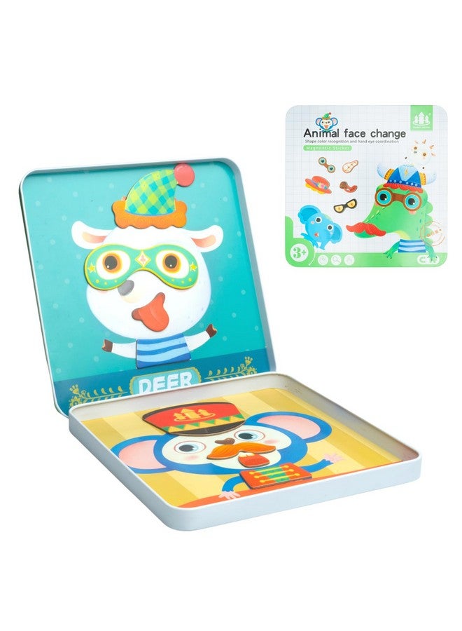 Cubelelo Animal Face Magnetic Sticker Puzzle | Fun 3D Attractive Colorful Stickers | Makeover & Dress Animals Creatively Promotes Imagination Creativity In Children Kids Boys Girls - Image 1