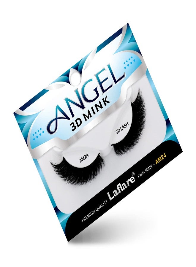 Laflare 3D MINK ANGEL Eyelashes, Soft, Feather-Light, Double-Layer, Voluminous, Glamorous, Fluffy, Striking Look, Reusable Premium Quality False Mink Lashes (AM24) - Image 1