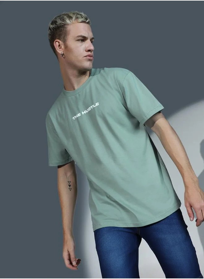 هوبرهولمي Men's Regular Fit Green Cotton T-Shirt with Vibrant Color and Soft Fabric