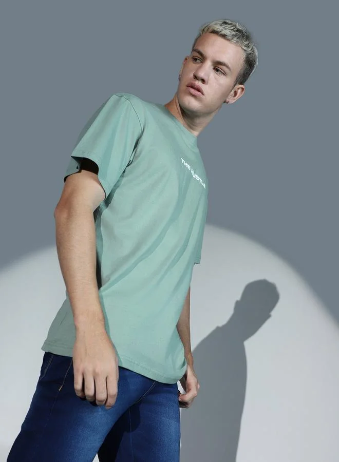 Hubberholme Men's Regular Fit Green Cotton T-Shirt with Vibrant Color and Soft Fabric