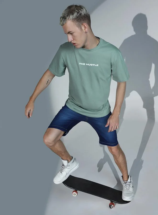 Hubberholme Men's Regular Fit Green Cotton T-Shirt with Vibrant Color and Soft Fabric