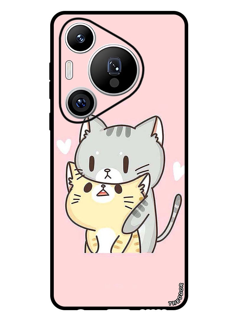 Theodor Protective Case Anti Scratch Shock Proof Bumper Cover For Huawei Pura 70 Pro Two Cats Love - Image 1