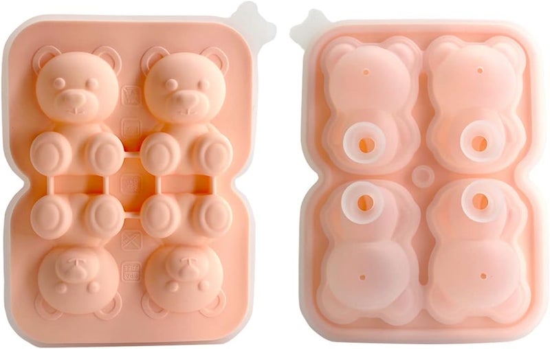 IBAMA 3D Cute Bear Ice Cube Mold, 4 Cavity Silicone Animal Mold Ice Cube for DIY Iced Coffee Milk Tea Beverage Drink Decoration Reusable and BPA Free - Image 1
