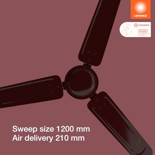 LEDVANCE Windy Ceiling Fan 1200mm | 400 RPM Speed | Low Power Consumption | Higher Air Delivery | BEE Star Rated | Heavy Motor | Suitable for Room, Schools & Offices | 2 Year Warranty - Brown - Image 5