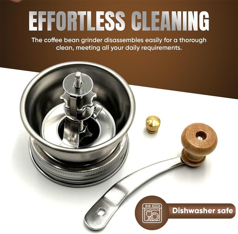 Stainless Steel Coffee Grinder Lid, for Regular Mouth Mason Jars, Manual Crank Burr Grinder for Fresh Coffee, Camping, Home Barista, Rust Proof Ceramic Mechanism - Image 5