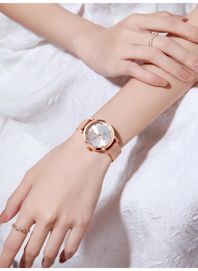 أوليفز ساعة OLEVS نسائية شبكية مقاومة للماء مضيئة مع تاريخ وساعة كوارتز تناظرية للسيدات، ساعة يد كلاسيكية للنساء - Image 3