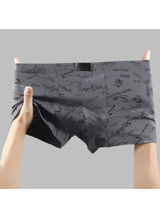 Septwolves Men's Cotton Ammonia Antibacterial Boxer Briefs Mid-waist Shorts Printed Three-pack 4XL - Image 2