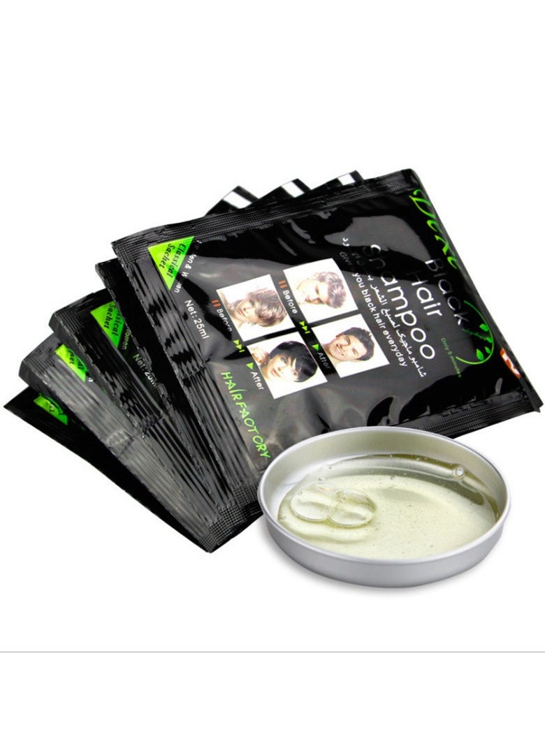 Dexe - Bag Hair Dye Shampoo, Natural Hair Color Shampoo For Gray Hair Coverage, Haircare Suitable For Women & Men 25ml*10 (Black) - Image 1