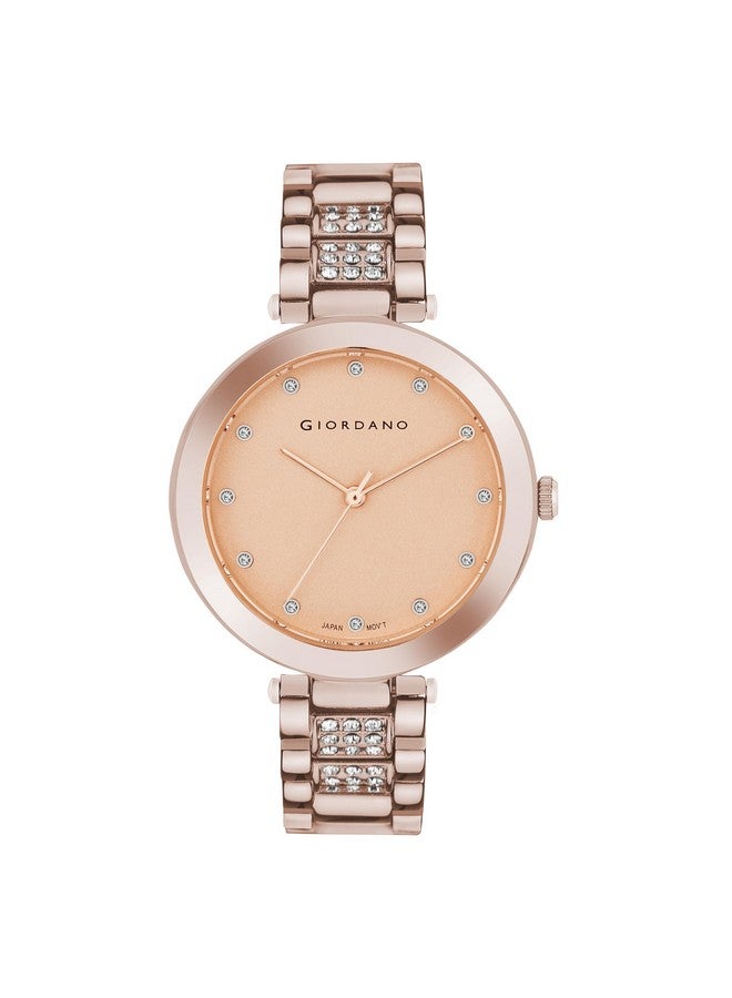 جيوردانو ساعة جيوردانو إليجانزا كوليكشن أنالوج للنساء مع مجموعة متنوعة من الألوان وحزام معدني مرصع بالكريستال لتكمل مظهرك، هدية للنساء - A2037 - Image 2