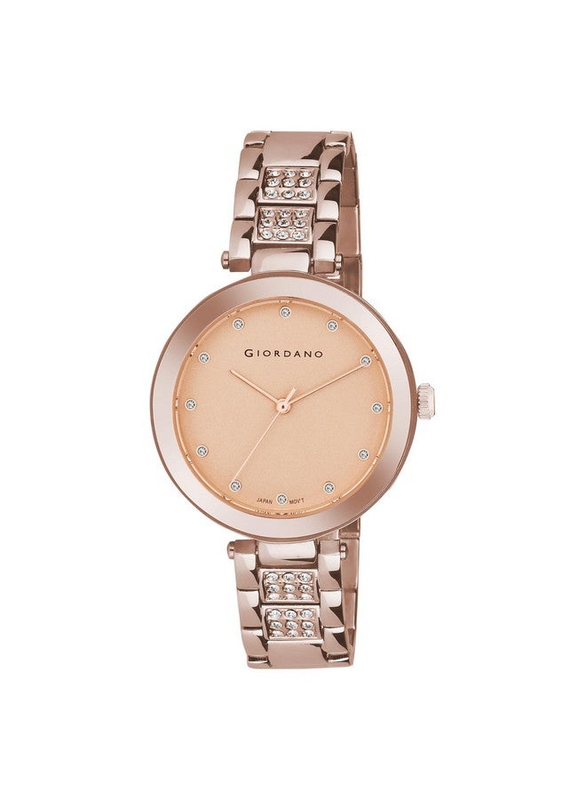 جيوردانو ساعة جيوردانو إليجانزا كوليكشن أنالوج للنساء مع مجموعة متنوعة من الألوان وحزام معدني مرصع بالكريستال لتكمل مظهرك، هدية للنساء - A2037 - Image 1