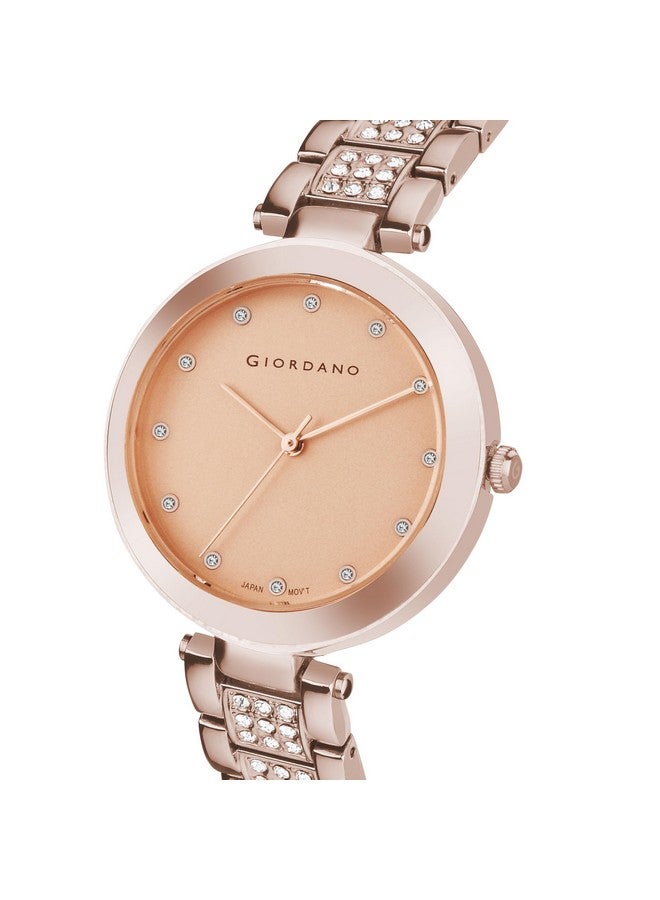 جيوردانو ساعة جيوردانو إليجانزا كوليكشن أنالوج للنساء مع مجموعة متنوعة من الألوان وحزام معدني مرصع بالكريستال لتكمل مظهرك، هدية للنساء - A2037 - Image 4