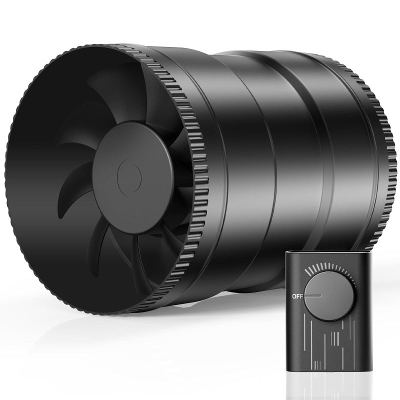 Hon&Guan 6 Inch Inline Duct Fan with Upgrade Controller - 345 CFM Airflow with 19.2W Ultra-Low Power and Low Noise - Image 1