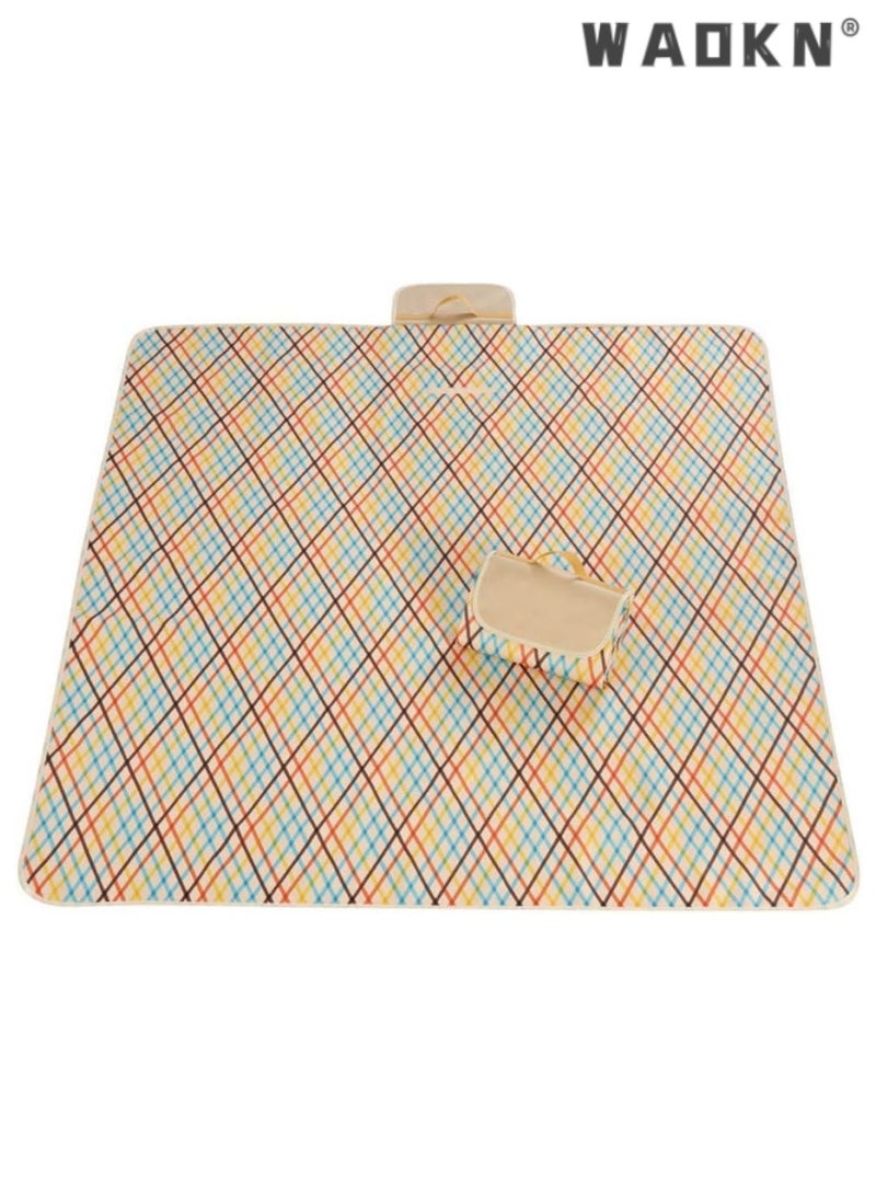WAOKN Durable Waterproof Folding Camping Mat Expansive Picnic Blanket Plaid Design Beach Mat Family Multiplayer Tourist Mat - Image 2