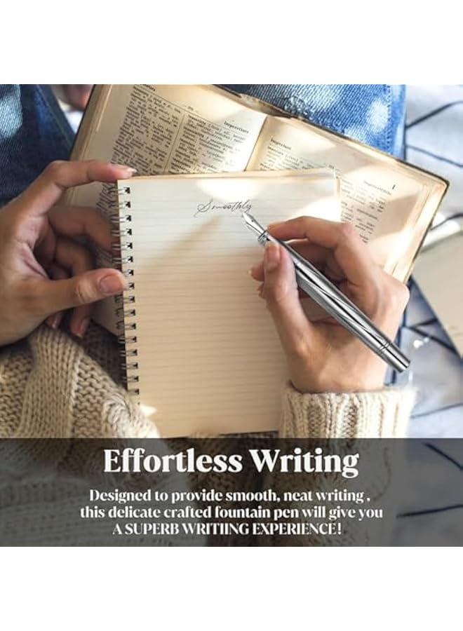 إيروريكس مجموعة أقلام حبر تجارية معدنية ذات رأس رفيع، أقلام حبر فاخرة، مجموعة أقلام حبر فاخرة مع 12 خرطوشة حبر مقاس 3.4 مم ومحول للكتابة السلسة للمكتب واللوازم المدرسية - Image 5