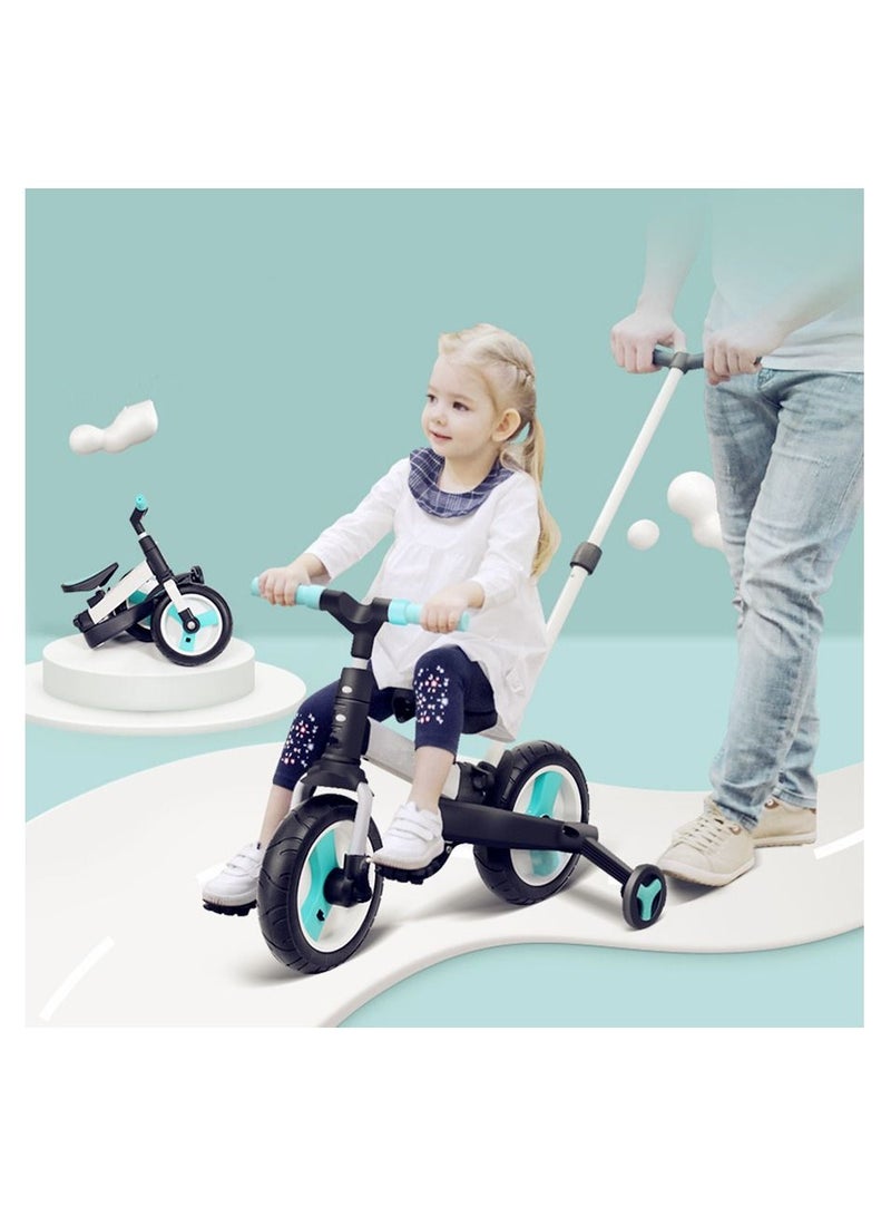 5-in-1 Kids Tricycle/ Balance Bike/ Push Bike with Push Bar for 2-8 Yrs Kids (Blue)  - Image 1