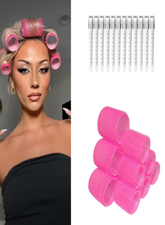 بلوشيا مجموعة بكرات الشعر من BLUSHIA، 12 قطعة، تتضمن 6 قطع كبيرة و6 قطع متوسطة، و12 قطعة من مشابك الشعر لتقسيم الشعر الطويل والمتوسط الحجم (مجموعة من 24 قطعة). - Image 2