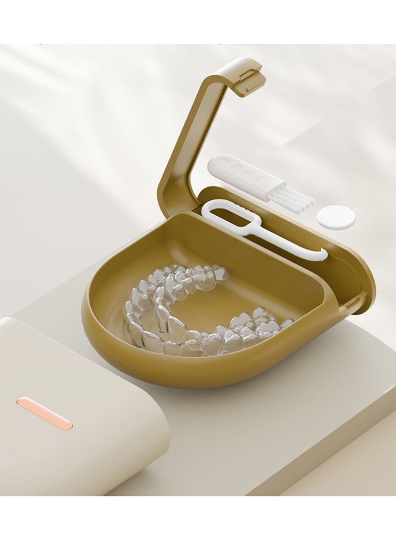 Pull-out Retainer Case with Vent Holes, Slim Portable Orthodontic Aligner Storage Box, Waterproof Leak-Proof Braces Container with Built-in Cleaning Brush and Tool Compartment, for Invisible Aligners, Braces & Dental - Image 4