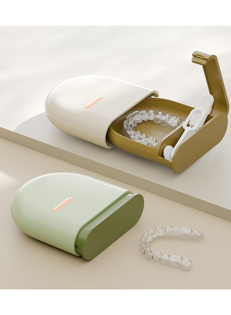 Pull-out Retainer Case with Vent Holes, Slim Portable Orthodontic Aligner Storage Box, Waterproof Leak-Proof Braces Container with Built-in Cleaning Brush and Tool Compartment, for Invisible Aligners, Braces & Dental - Image 5