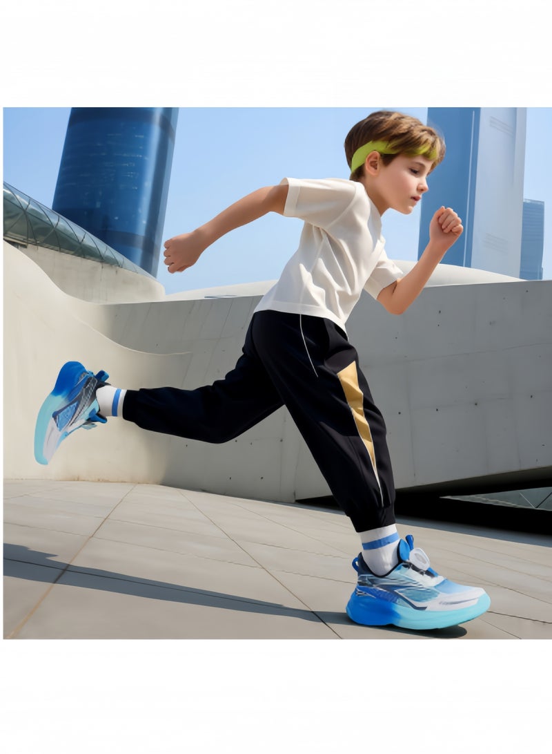 Deerway Kids Turn-Lock Sneakers Girls Boys Cool Running Tennis Shoes Lightweight Breathable Fashion Athletic Sports Blue  - Image 2