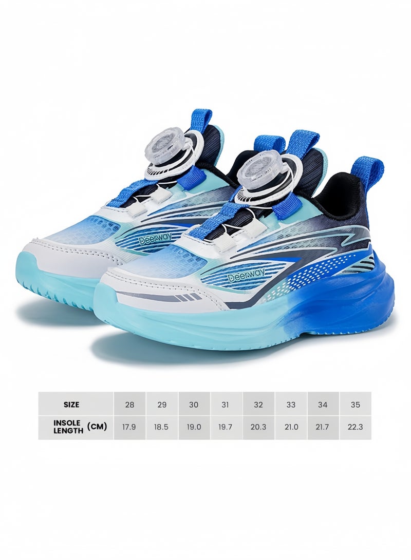Deerway Kids Turn-Lock Sneakers Girls Boys Cool Running Tennis Shoes Lightweight Breathable Fashion Athletic Sports Blue  - Image 5