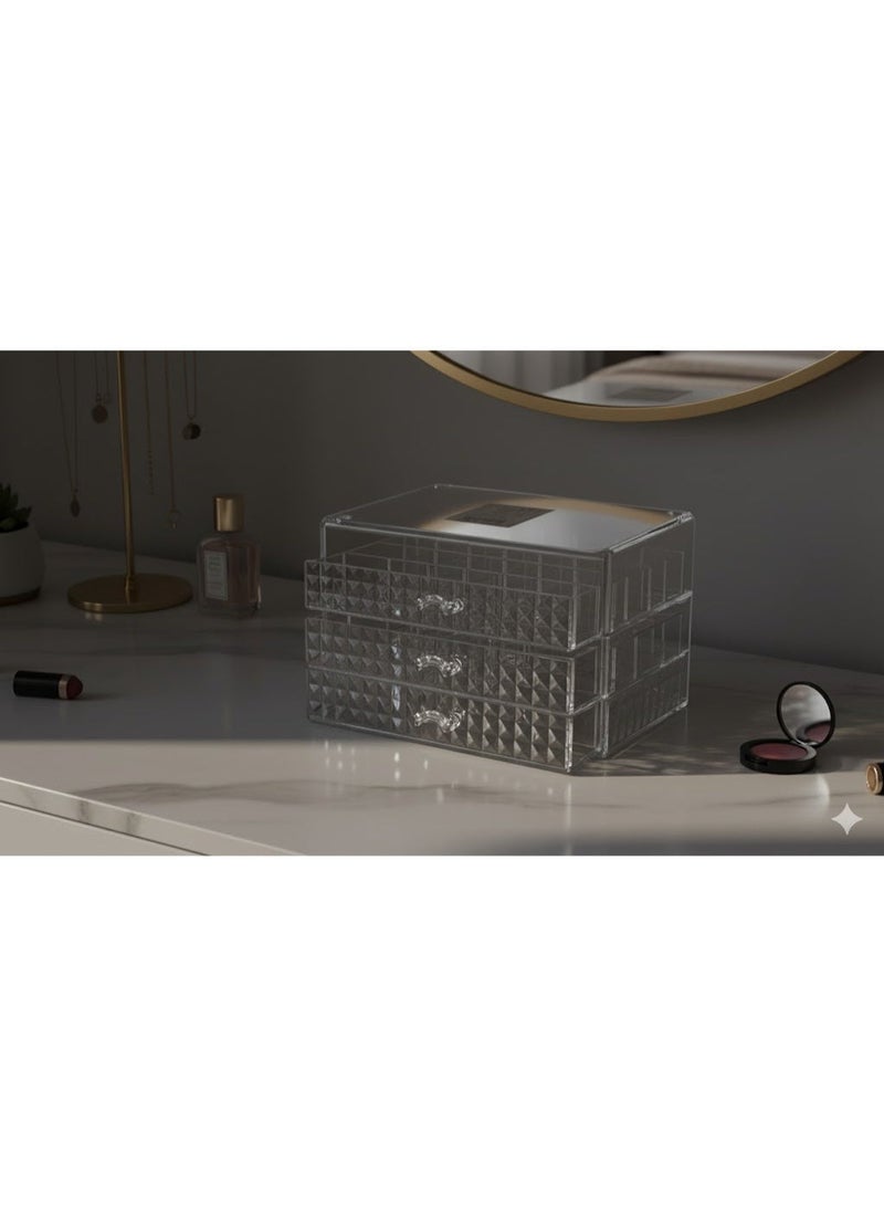 zoba Clear Acrylic Jewelry Organizer with Multi-Drawers and Dividers Multifunctional for Organizing Makeup, Accessories, Jewelry, Nail Art, and More in a Stylish Way - Image 4