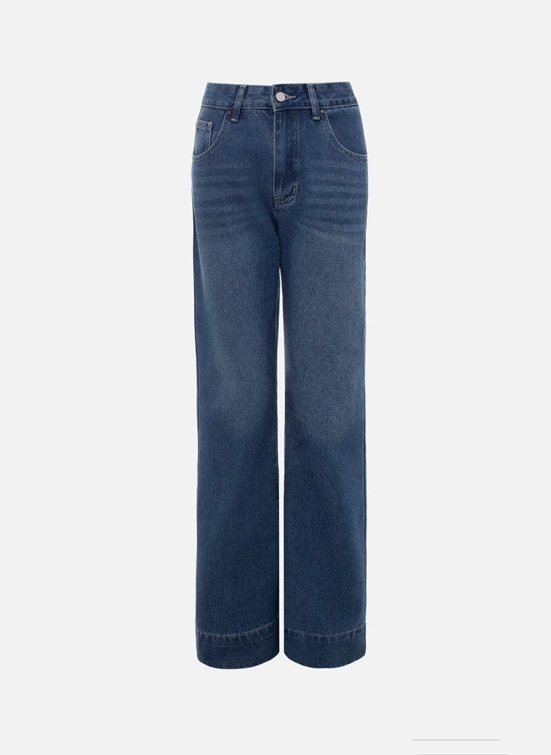 ليتشي جينز مستقيم أحادي اللون