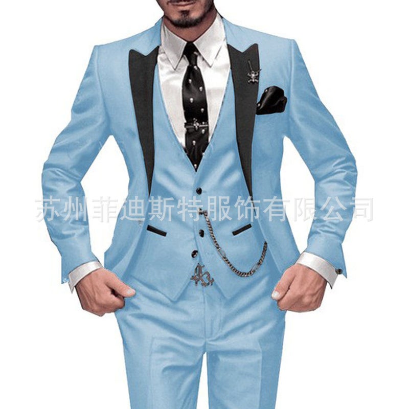 New Men'S Three-Piece Suit Suit Black Lapel Color Matching Suit Banquet Party Suit Groom Best Man Suit - Image 4