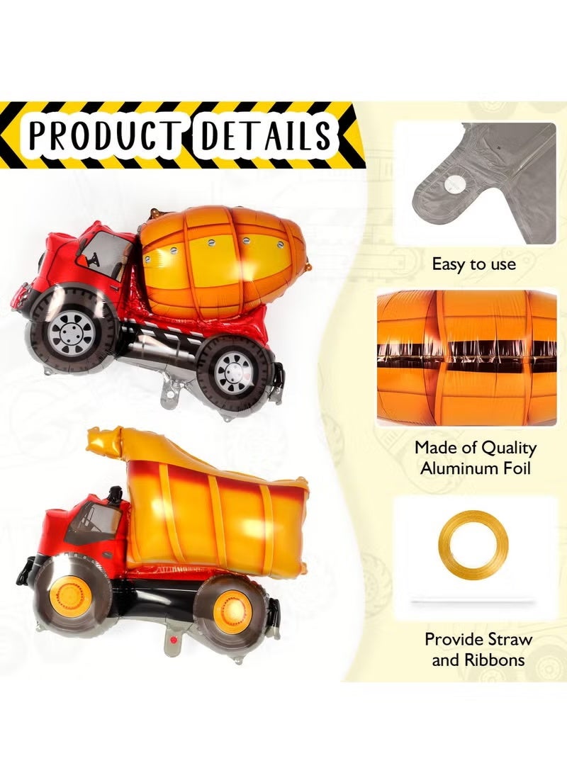 6 Pcs Construction Balloons Set, Large Vehicle Foil Balloons, Includes Excavator, Dump Truck, Forklift, Mixer, Crane for Kids' Construction Theme Party Decoration - Image 2