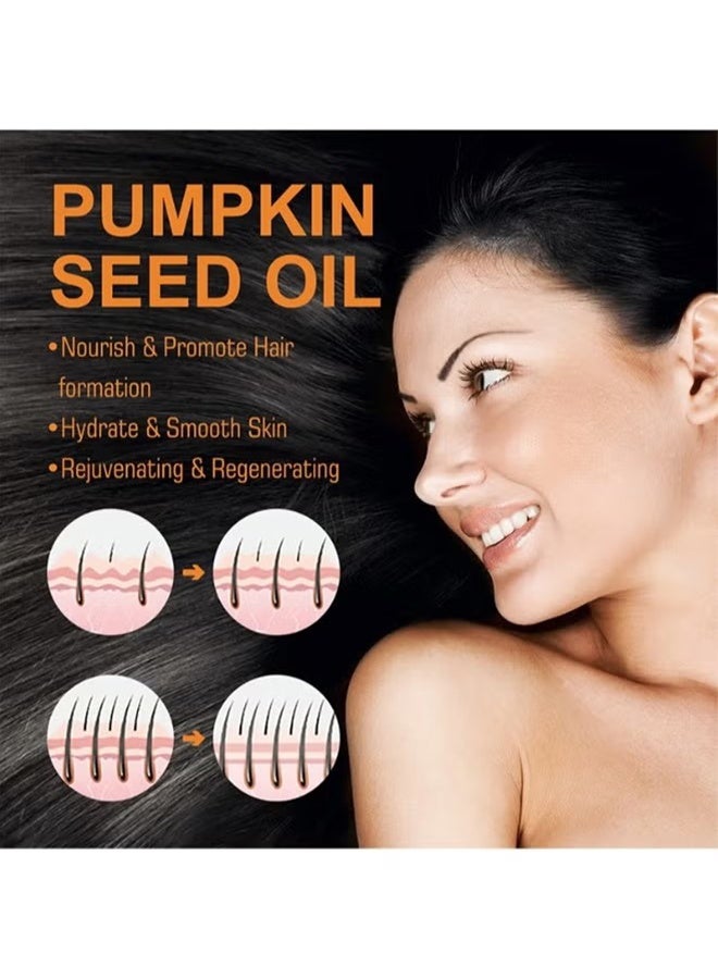 EELHOE Pumpkin Seed Oil, Organic Pumpkin Oil for Hair Growth, Pure Cold Pressed Hair Oil Nourishes Dry Damaged Hair and Moisturizes Skin, Pumpkin Essential Oil for Face Skin Care Hair Loss Treatment, 60ml - Image 5