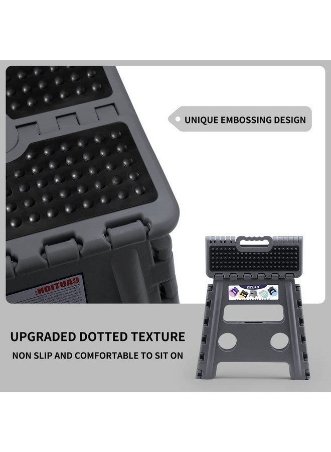 Delxo Folding Step Stool 13 inch Height Heavy Duty Foldable Step Stools for Adults and Kids,Kitchen Small Collapsible Fold Up Stepping Stool 1 Pack in Grey Dotted Texture - Image 3