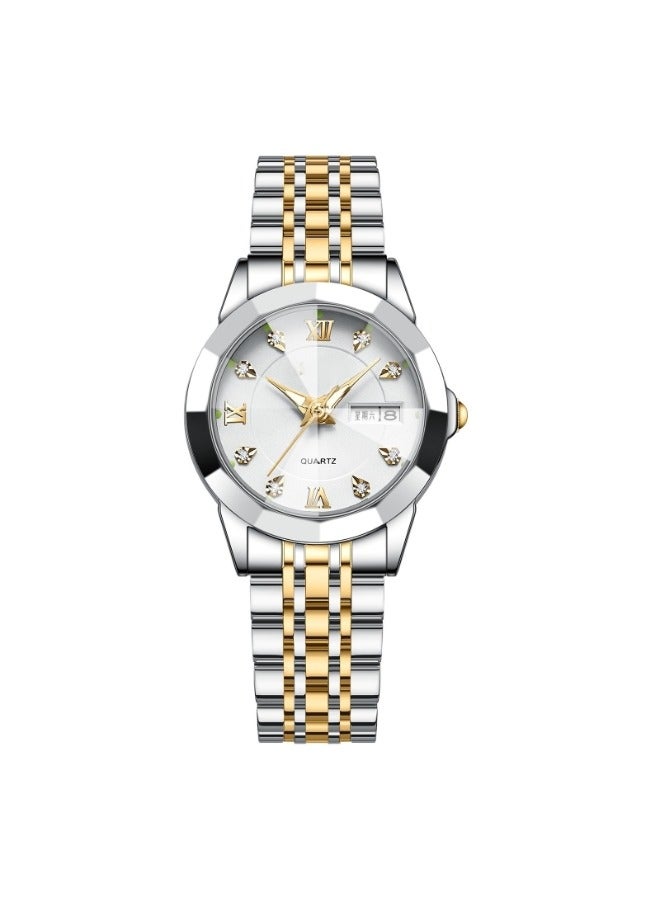 REOCLE Women's Diamonds Quartz Watch Iced-Out Watch with Round Diamond Dial & Luxury Stainless Steel & Date & Waterproof  - Image 2