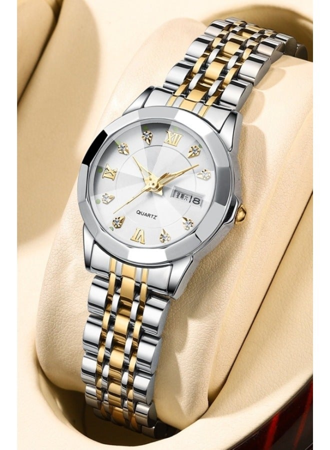 REOCLE Women's Diamonds Quartz Watch Iced-Out Watch with Round Diamond Dial & Luxury Stainless Steel & Date & Waterproof  - Image 4