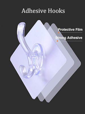 ADTALA 10 Pcs Bathroom Wall Hooks Utility for Towel Bathrobe Coats,Bathroom Kitchen Waterproof and Oil Proof Nail Free Transparent Heavy Duty Wall Hook & Ceiling Hanger (10 Pcs, Code-128 Hook) - Image 4