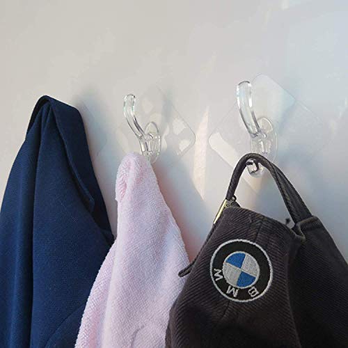 ADTALA 10 Pcs Bathroom Wall Hooks Utility for Towel Bathrobe Coats,Bathroom Kitchen Waterproof and Oil Proof Nail Free Transparent Heavy Duty Wall Hook & Ceiling Hanger (10 Pcs, Code-128 Hook) - Image 5