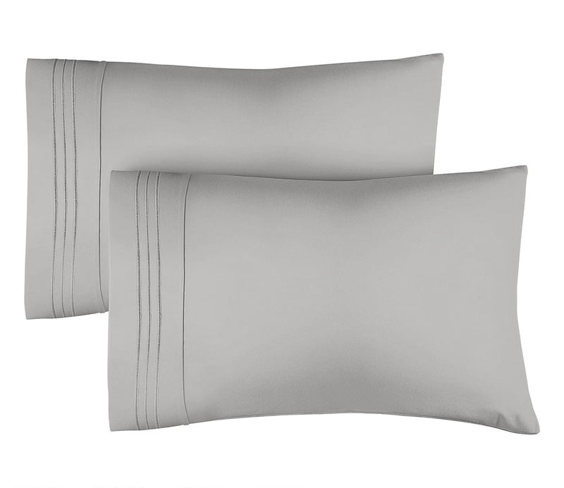 CGK Unlimited CGK Unlimited King Pillow Cases (Set of 2) - Soft  Hotel Quality Pillowcase Covers- Comfy Bedding for All- Machine Washable Pillow Protectors- 2 Piece- French Grey  - Image 1