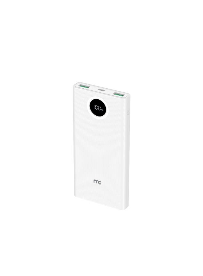 ماي كاندي PB-D210 Powerbank 10,000mAh | 22.5W Fast Charging | Type-C PD & USB-A Output | Slim Portable Charger – White - Image 2
