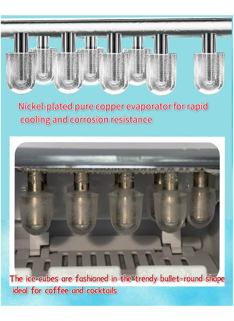 Generic - Ice Maker, 9 Bullet Ice Ready in 6 Mins, Self-Cleaning Ice Machine with Ice Scoop and Basket, 2 Sizes of Bullet Ice for Home/Kitchen/Office/Party - Image 1