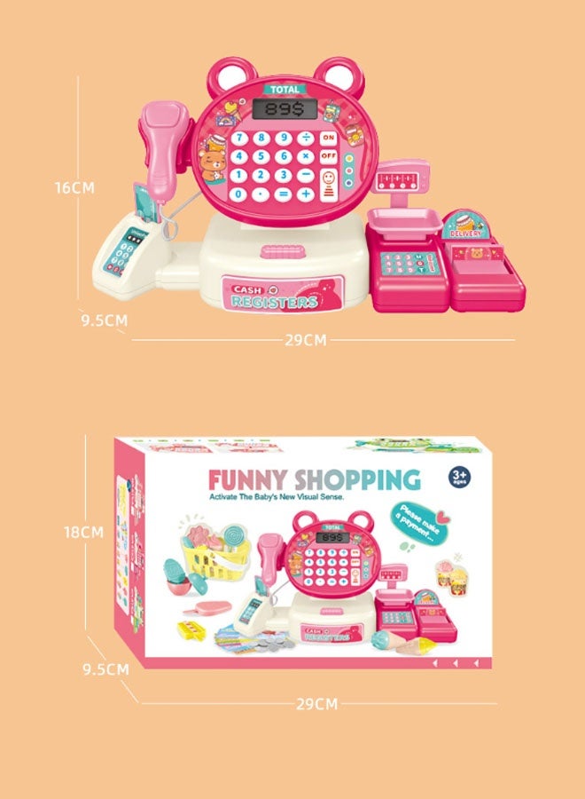 Smart Cash Register Toy Cash Register With Calculator Toy Multi-Function Simulated Cash Register Toy Role Play Electric Cash Register Play House Cash Register Supermarket With Light And Music Suitable For Children Over 3 Years Old (Dark Pink)  - Image 2