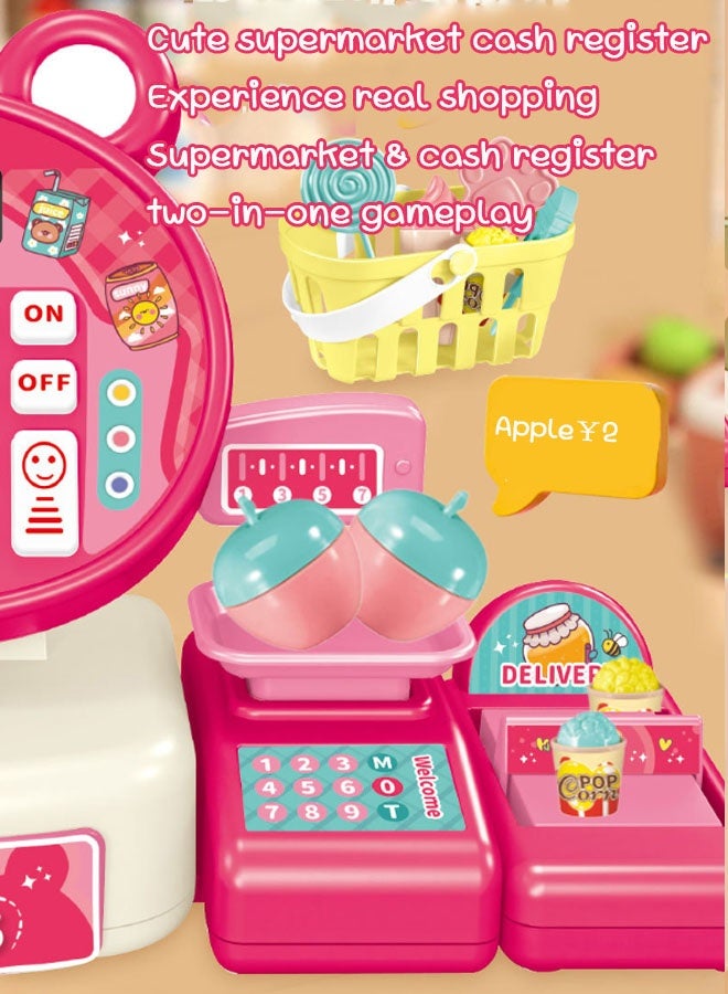 Smart Cash Register Toy Cash Register With Calculator Toy Multi-Function Simulated Cash Register Toy Role Play Electric Cash Register Play House Cash Register Supermarket With Light And Music Suitable For Children Over 3 Years Old (Dark Pink)  - Image 5