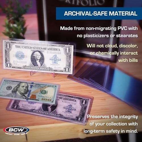 BCW Currency Topload Holder - Pack of 25 | Clear Rigid PVC Protective Sleeve for Standard US Dollar Bills | Archival Safe, Scratch-Resistant Display Toploader for Paper Currency Collectors - Image 5