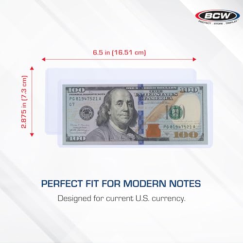 BCW Currency Topload Holder - Pack of 25 | Clear Rigid PVC Protective Sleeve for Standard US Dollar Bills | Archival Safe, Scratch-Resistant Display Toploader for Paper Currency Collectors - Image 3