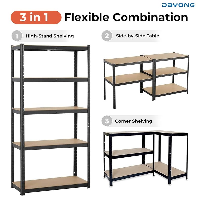DAYONG 5 Tier Garage Shelving, Adjustable Storage Shelving Unit, Metal Storage Shelves Utility Rack for Basement, Warehouse, Pantry, 183cm H x 90cm W x 40cm D, 175kg Capacity Per Shelf - Image 4